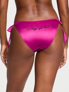 NWT Victoria’s Secret stay up late Satin Side-tie bikini panty Magenta L